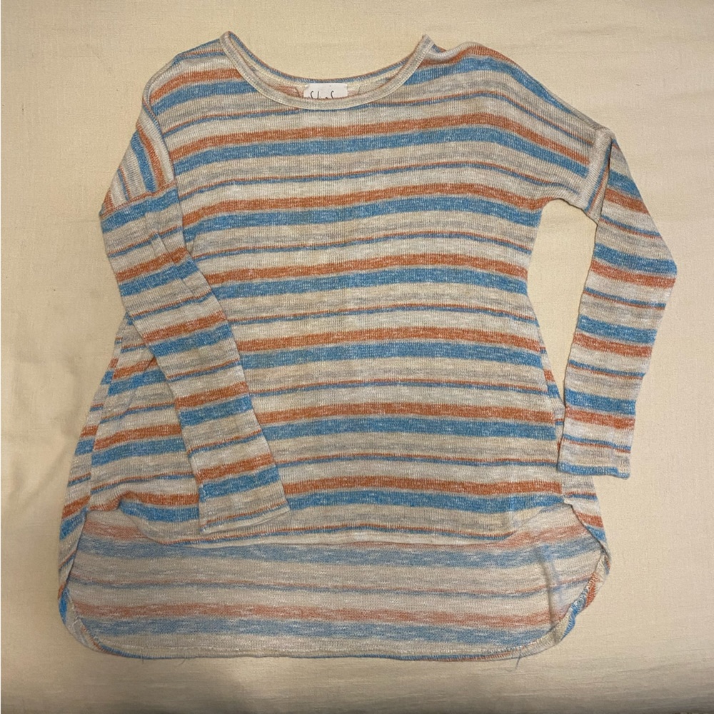 Slouchy lightweight Sadie & Sage orange and blue summer sweater- sz M
